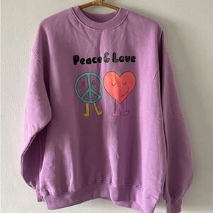 Cotton on peace and love purple crewneck sweater size small